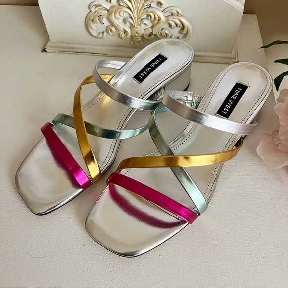 Multi-Color Block Slide Heels - Picture 3 of 8